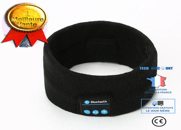 TD® Bandeau électronique écouteurs intégrés homme femme kit main libre appel réponse musique sport bandeau high tech couleur noir